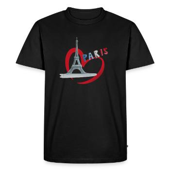 Paris City of Love, Eiffel Tower - Men's Premium Organic T-Shirt - black - Front - Nico (187cm)