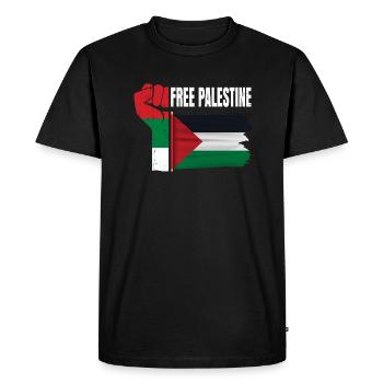 Free Palestine - Freedom Fist - Palestine Flag - T-shirt Premium bio Homme - noir - Devant - Nico (187cm)