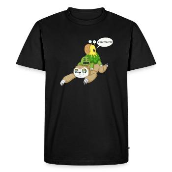 escargot paresseux et tortue - T-shirt Premium bio Homme - noir - Devant - Nico (187cm)