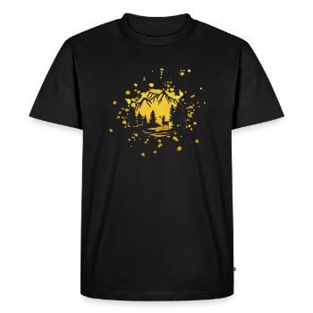 Coucher de soleil doré dans la montagne. - T-shirt Premium bio Homme - noir - Devant - Nico (187cm)