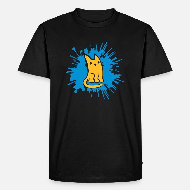 Tropfen Farbklecks Katze Comic - Männer Premium Bio T-Shirt - Schwarz