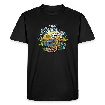 Let's Go Riding The Waves Hippie Camping Design - Men's Premium Organic T-Shirt - black - Front - Nico (187cm)