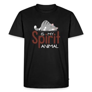 The cat is my spiritual animal - T-shirt Premium bio Homme - noir - Devant - Nico (187cm)