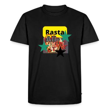 All stars rasta jah rastafari lion all stars - T-shirt Premium bio Homme - noir - Devant - Nico (187cm)