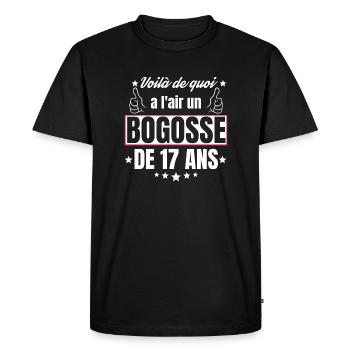 Bogosse De 17 Ans Idée Cadeau D'Anniversaire 17Ans - T-shirt Premium bio Homme - noir - Devant - Nico (187cm)