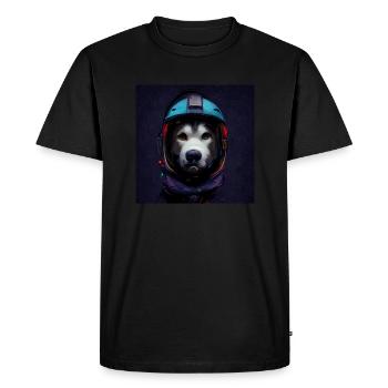 Husky Dog Astronaut Space - Men's Premium Organic T-Shirt - black - Front - Nico (187cm)