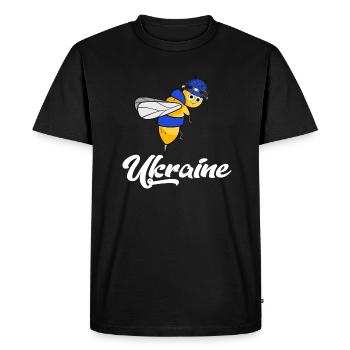 soutenir ukraine ukrainebiene freiheit en bleu-jaune - T-shirt Premium bio Homme - noir - Devant - Nico (187cm)