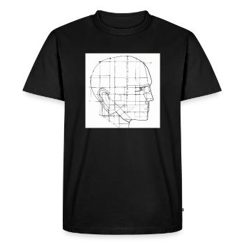 Technical drawing of a head - Men's Premium Organic T-Shirt - black - Front - Nico (187cm)