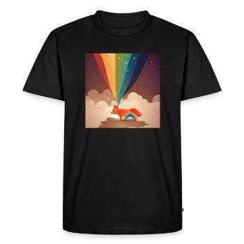 Arc-en-ciel renard - T-shirt Premium bio Homme - noir - Devant - Nico (187cm)