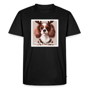 Cavalier roi charles épagneul chien dans un Noël - T-shirt Premium bio Homme - noir - Devant - Nico (187cm)