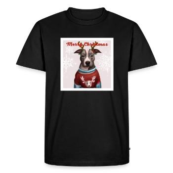 Portrait de Pitbull dans un pull de renne de Noël. - T-shirt Premium bio Homme - noir - Devant - Nico (187cm)
