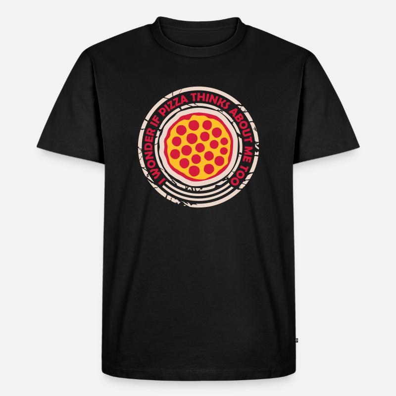 pizza thinks about me - Männer Premium Bio T-Shirt - Schwarz