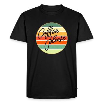 Coffee Please Retro Sunset - Men's Premium Organic T-Shirt - black - Front - Nico (187cm)