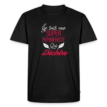 Super pépiniériste qui déchire - T-shirt Premium bio Homme - noir - Devant - Nico (187cm)
