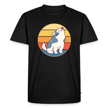 Drôle Kawaii Mignon Husky Dog Vintage Retro Sunset - T-shirt Premium bio Homme - noir - Devant - Nico (187cm)