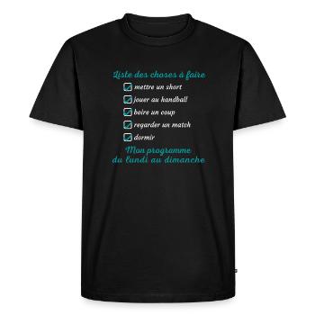 Vêtement liste de chose a faire sur le Handball. - T-shirt Premium bio Homme - noir - Devant - Nico (187cm)