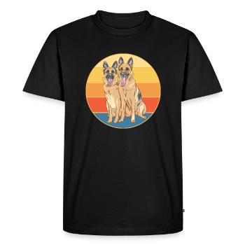 Berger Allemand Race Vintage Rétro Coucher de Soleil - T-shirt Premium bio Homme - noir - Devant - Nico (187cm)