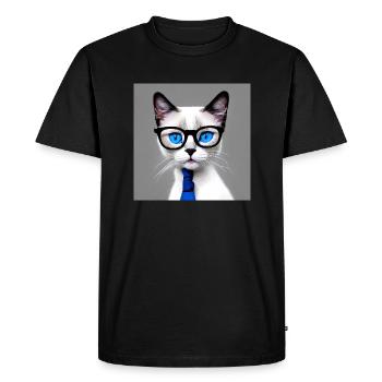 Mignon chat Elijah avec des lunettes - T-shirt Premium bio Homme - noir - Devant - Nico (187cm)