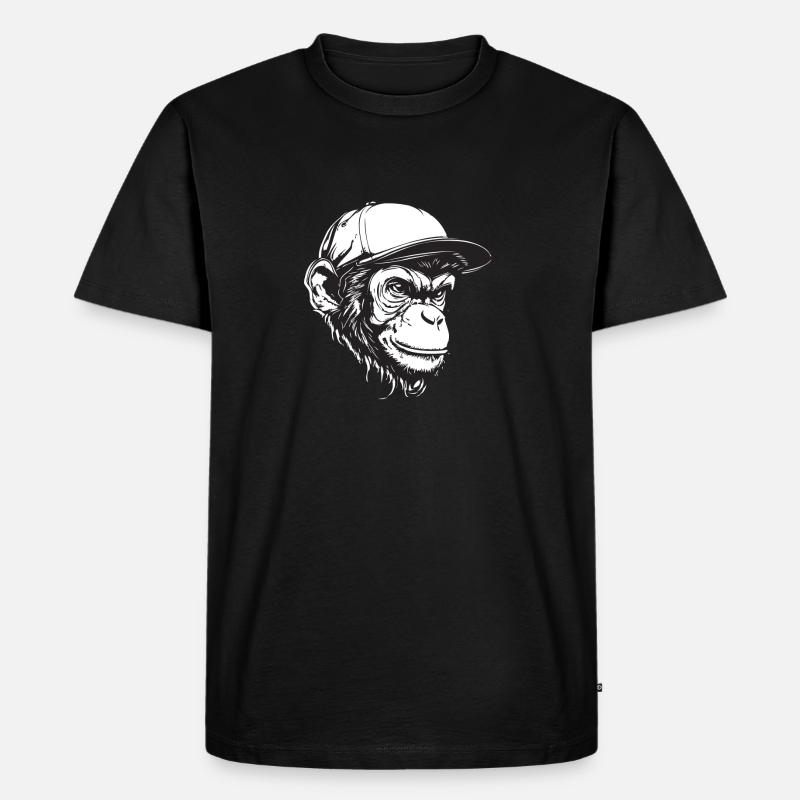 Detaillierter Affe mit Baseballkappe - Männer Premium Bio T-Shirt - Schwarz