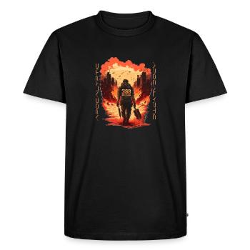 Apocalyptic Soldier | Apocalypse | Fighter - Men's Premium Organic T-Shirt - black - Front - Nico (187cm)