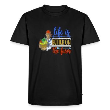 Life Is Better On The Farm Retro Farmer Designs - Men's Premium Organic T-Shirt - black - Front - Nico (187cm)