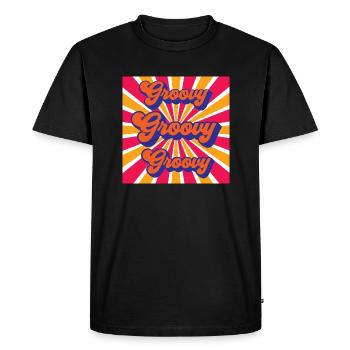 Groovy Groovy Groovy Retro design - Men's Premium Organic T-Shirt - black - Front - Nico (187cm)