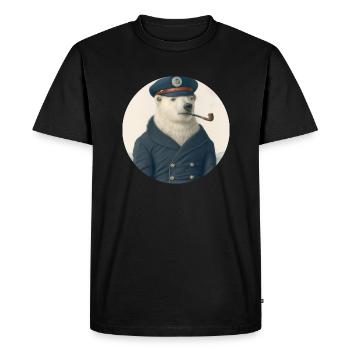 Vieux phoque à fourrure - ours polaire avec pipe - T-shirt Premium bio Homme - noir - Devant - Nico (187cm)