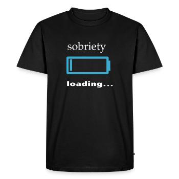 chargement de sobriété... - T-shirt Premium bio Homme - noir - Devant - Nico (187cm)
