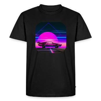 Retour aux années 80 | Synthwave - T-shirt Premium bio Homme - noir - Devant - Nico (187cm)