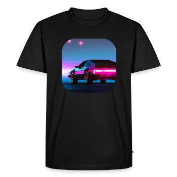 Retour aux années 80 | Synthwave - T-shirt Premium bio Homme - noir - Devant - Nico (187cm)
