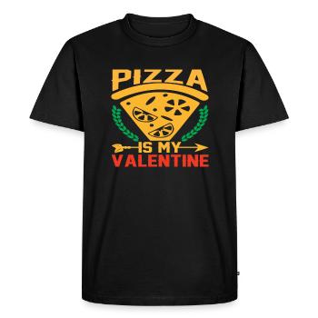 La pizza est ma Saint-Valentin - T-shirt Premium bio Homme - noir - Devant - Nico (187cm)