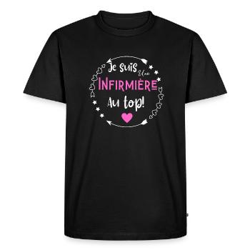 Je suis une infirmière au top - T-shirt Premium bio Homme - noir - Devant - Nico (187cm)