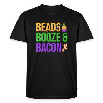 Beads Booze & Bacon Mardi Gras Party - Men's Premium Organic T-Shirt - black - Front - Nico (187cm)