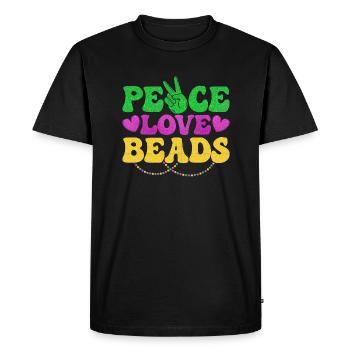 Peace Love Beads Mardi Gras Party - Men's Premium Organic T-Shirt - black - Front - Nico (187cm)