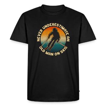 Never underestimate an old man Skiing Vintage - Men's Premium Organic T-Shirt - black - Front - Nico (187cm)