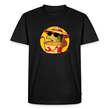 Cool crocodile sits in ramen noodle soup - Men's Premium Organic T-Shirt - black - Front - Nico (187cm)