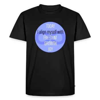 Positive Affirmation - Today I align myself ... - Men's Premium Organic T-Shirt - black - Front - Nico (187cm)