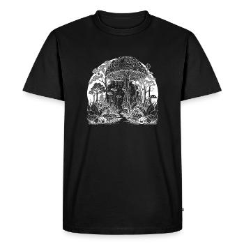 Cool mystical, magical mushroom motif - Men's Premium Organic T-Shirt - black - Front - Nico (187cm)