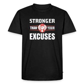No Excuses Conception de chemise de gymnastique - T-shirt Premium bio Homme - noir - Devant - Nico (187cm)