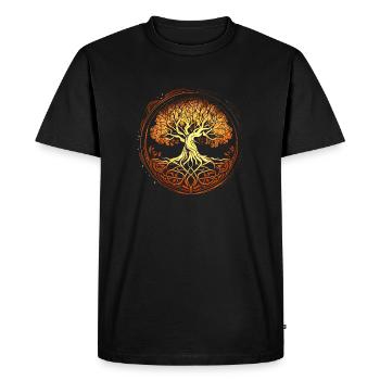 Mythical Yggdrasil the World Tree golden - Men's Premium Organic T-Shirt - black - Front - Nico (187cm)