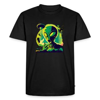 Pop Art Außerirdischer Alien Retro Style - T-shirt Premium bio Homme - noir - Devant - Nico (187cm)