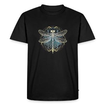 Libellule avec ornement blanc - Géométrie sacrée - T-shirt Premium bio Homme - noir - Devant - Nico (187cm)