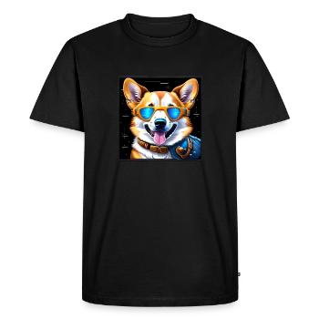 Futuristic Corgi - Men's Premium Organic T-Shirt - black - Front - Nico (187cm)