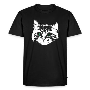 Chat amoureux visage - T-shirt Premium bio Homme - noir - Devant - Nico (187cm)