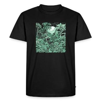 Motif jungle vert clair - T-shirt Premium bio Homme - noir - Devant - Nico (187cm)