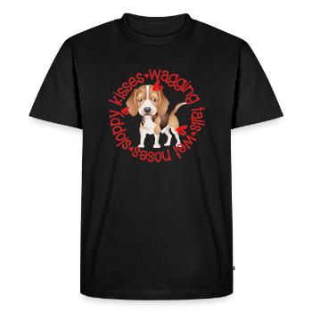 Cute Beagle, sloppy kisses - Men's Premium Organic T-Shirt - black - Front - Nico (187cm)