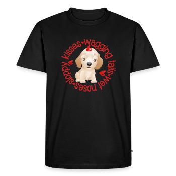 Cute Golden Retreiver, sloppy kisses - Men's Premium Organic T-Shirt - black - Front - Nico (187cm)