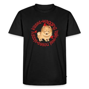Cute Pomeranian, sloppy kisses - Men's Premium Organic T-Shirt - black - Front - Nico (187cm)