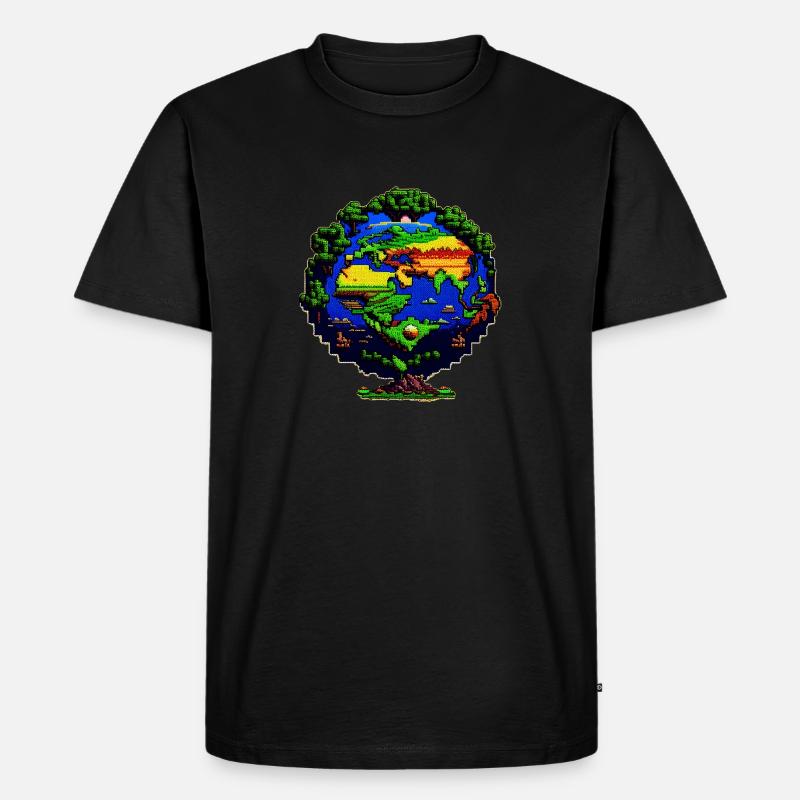 Die Erde in Pixelkunst - Männer Premium Bio T-Shirt - Schwarz