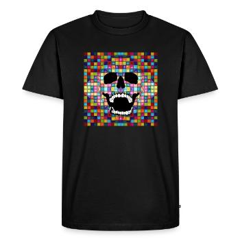 Crâne en mosaïque coloré - T-shirt Premium bio Homme - noir - Devant - Nico (187cm)